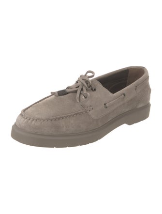 Brunello Cucinelli Suede Whipstitch Trim Boat Shoes