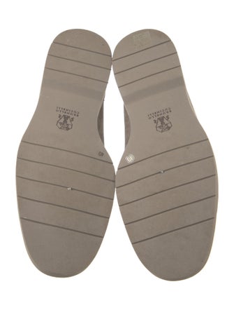 Brunello Cucinelli Suede Whipstitch Trim Boat Shoes