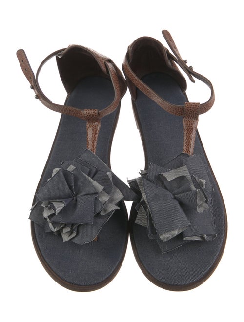 Brunello Cucinelli Leather T-Strap Sandals