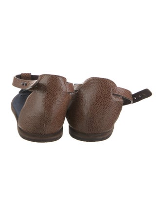 Brunello Cucinelli Leather T-Strap Sandals
