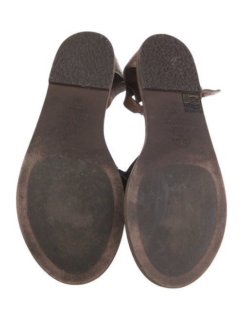 Brunello Cucinelli Leather T-Strap Sandals