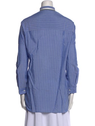 Brunello Cucinelli Striped Long Sleeve Button-Up Top