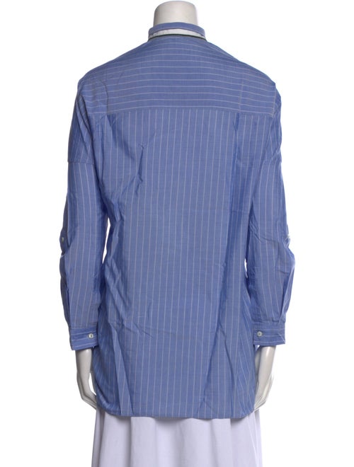 Brunello Cucinelli Striped Long Sleeve Button-Up Top