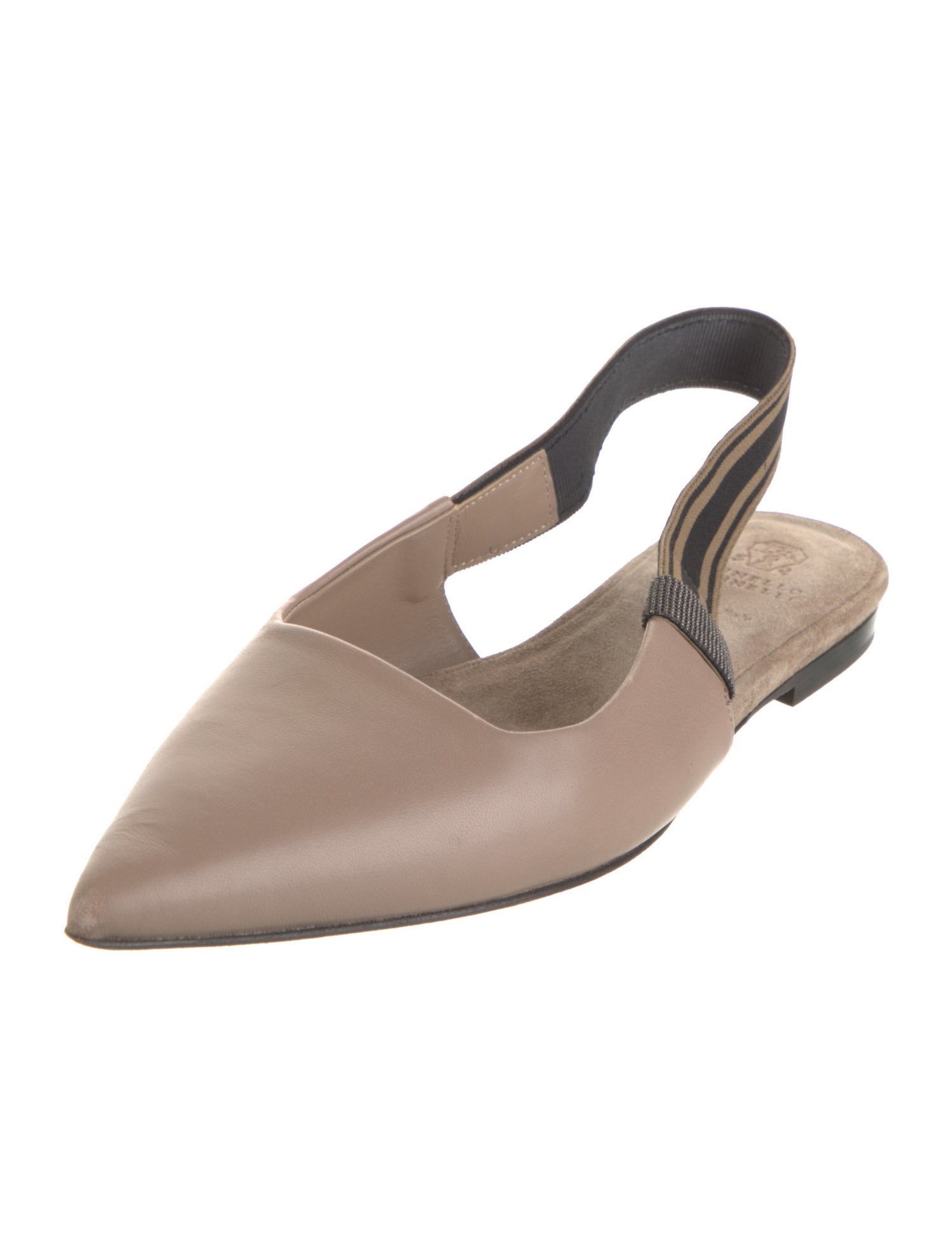 Brunello Cucinelli Monili Leather Slingback Flats