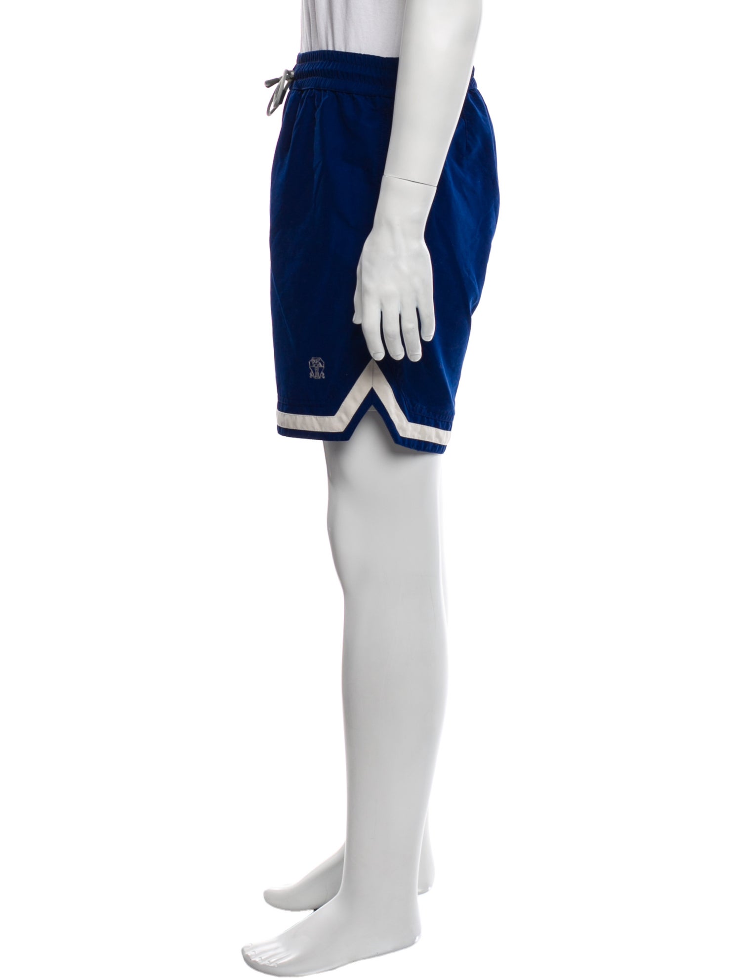 Brunello Cucinelli Striped Embroidered Accent Swim Trunks