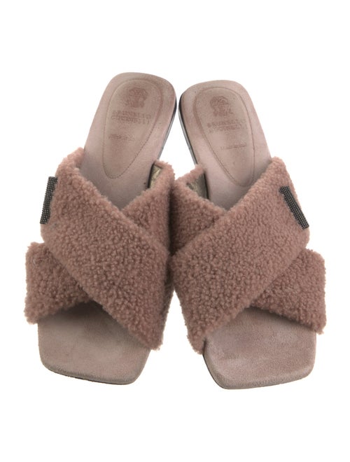 Brunello Cucinelli Monili Shearling Slides