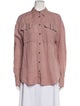 Brunello Cucinelli Linen Long Sleeve Button-Up Top