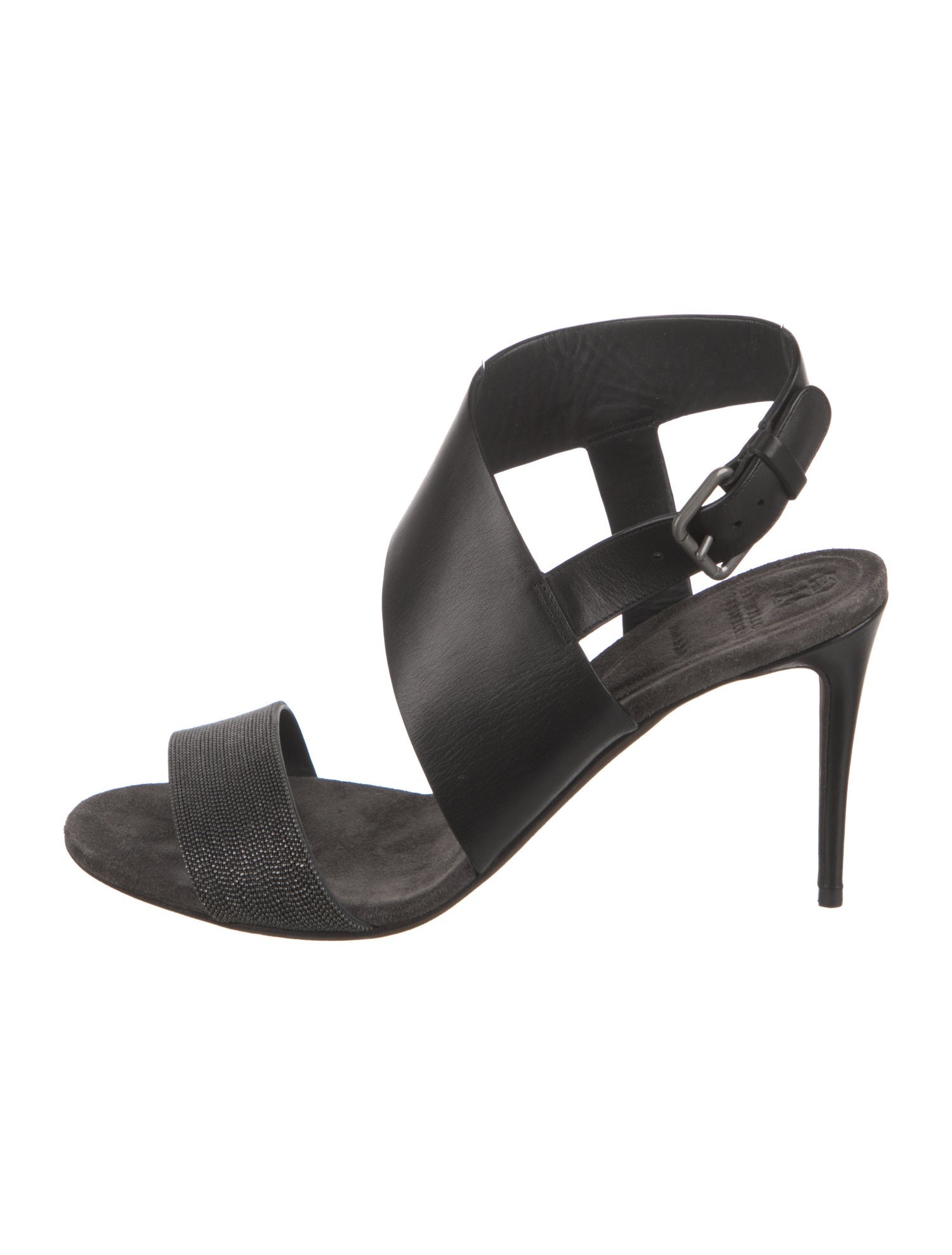 Brunello Cucinelli Monili Leather Slingback Sandals