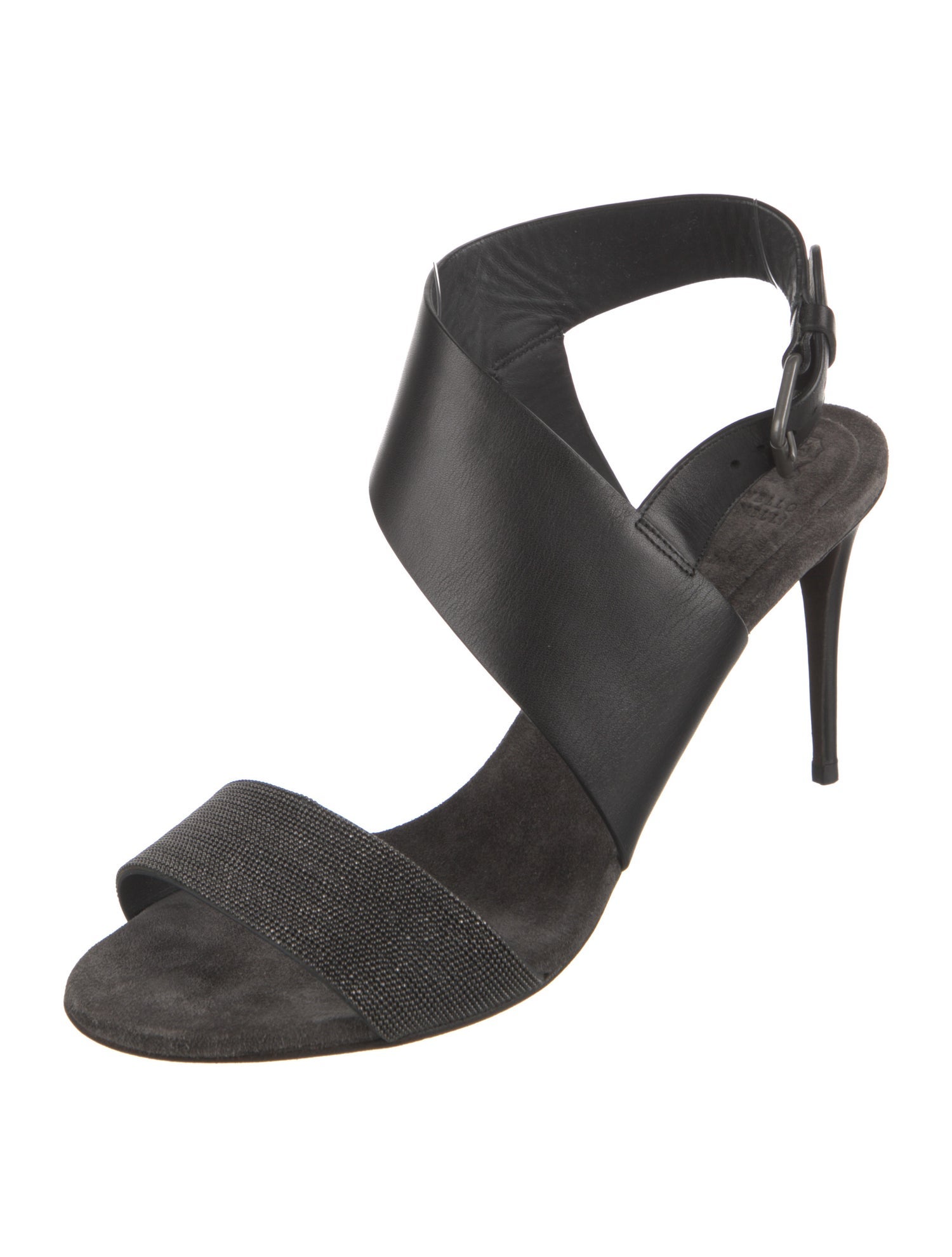Brunello Cucinelli Monili Leather Slingback Sandals