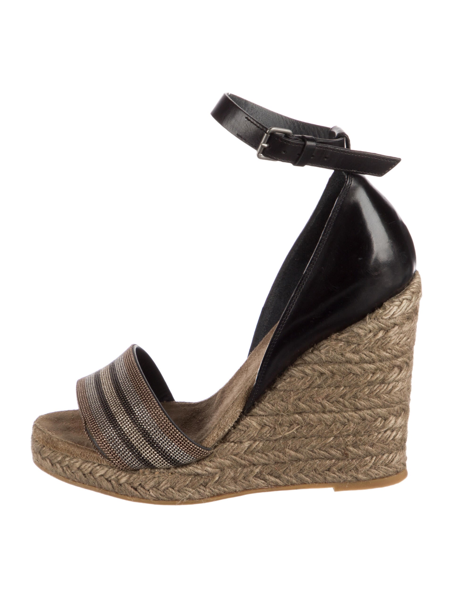 Brunello Cucinelli Monili Leather Espadrilles