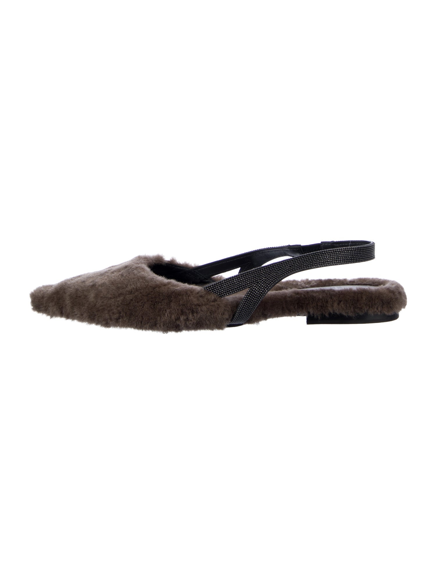 Brunello Cucinelli Monili Lambswool Slingback Flats