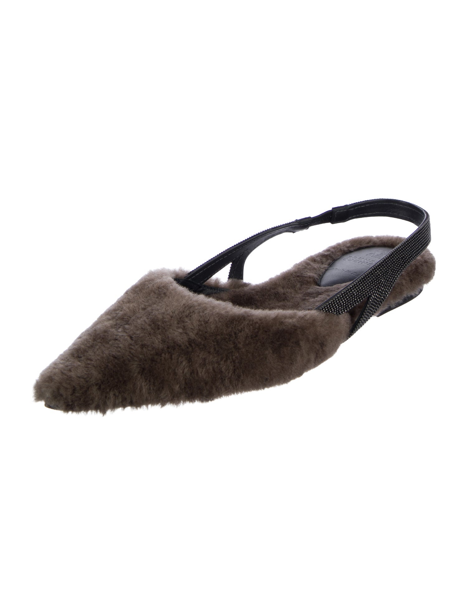 Brunello Cucinelli Monili Lambswool Slingback Flats