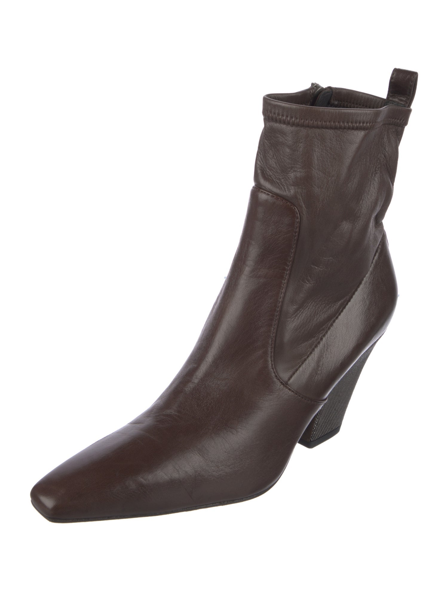 Brunello Cucinelli Monili Leather Sock Boots