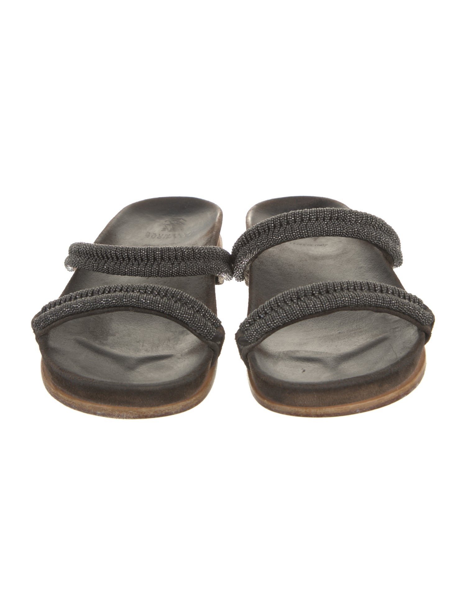 Brunello Cucinelli Monili Leather Slides