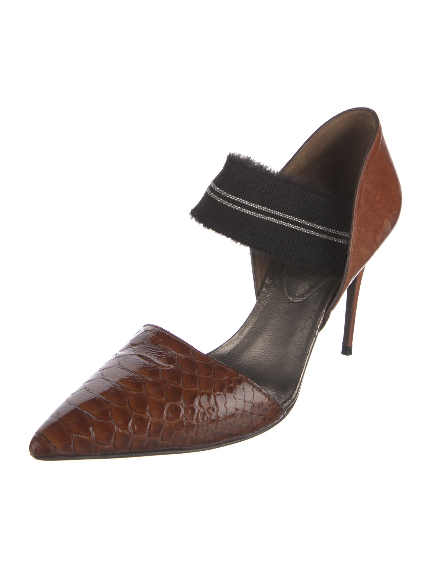 Brunello Cucinelli Monili Leather D'Orsay Pumps