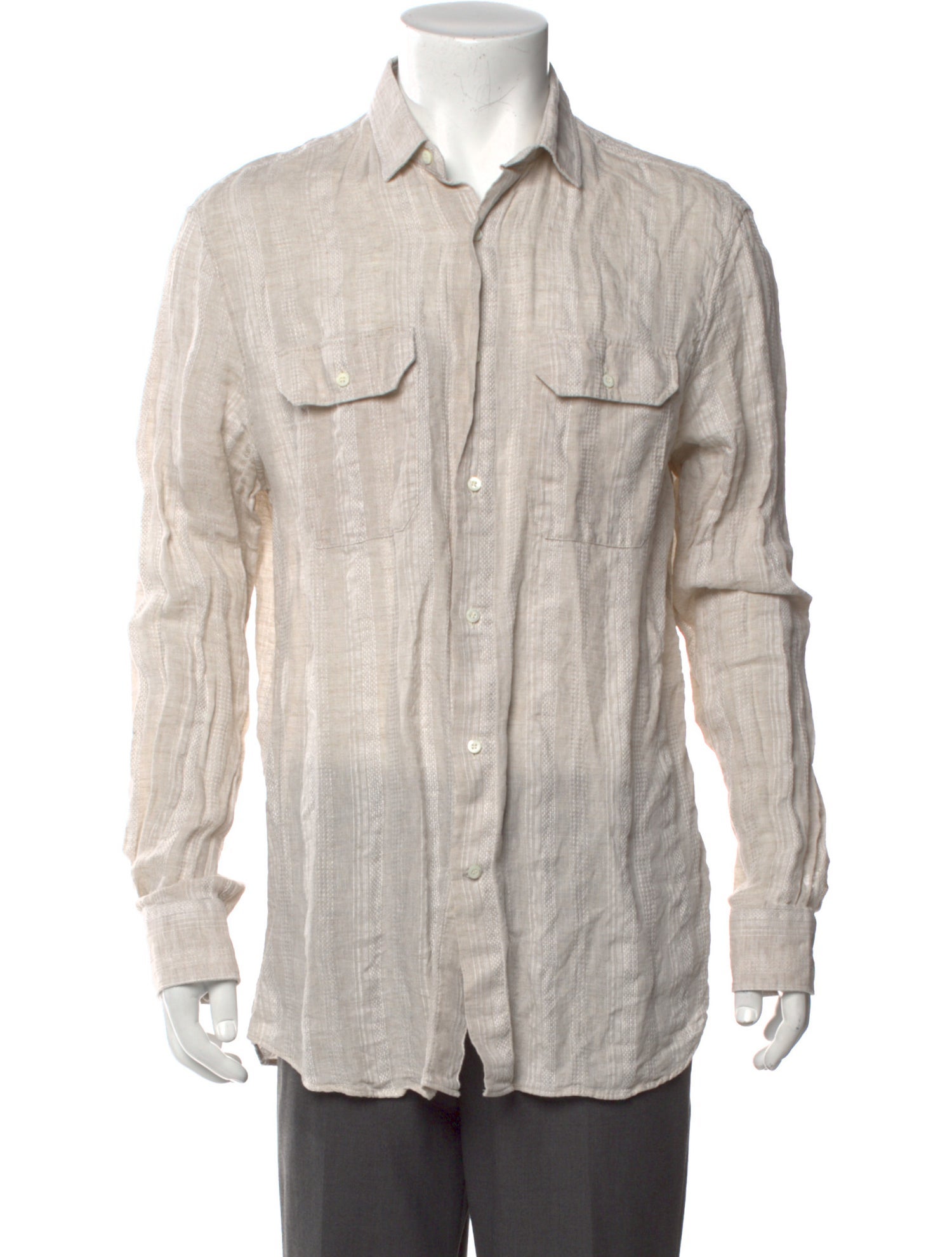 Brunello Cucinelli Linen Striped Shirt