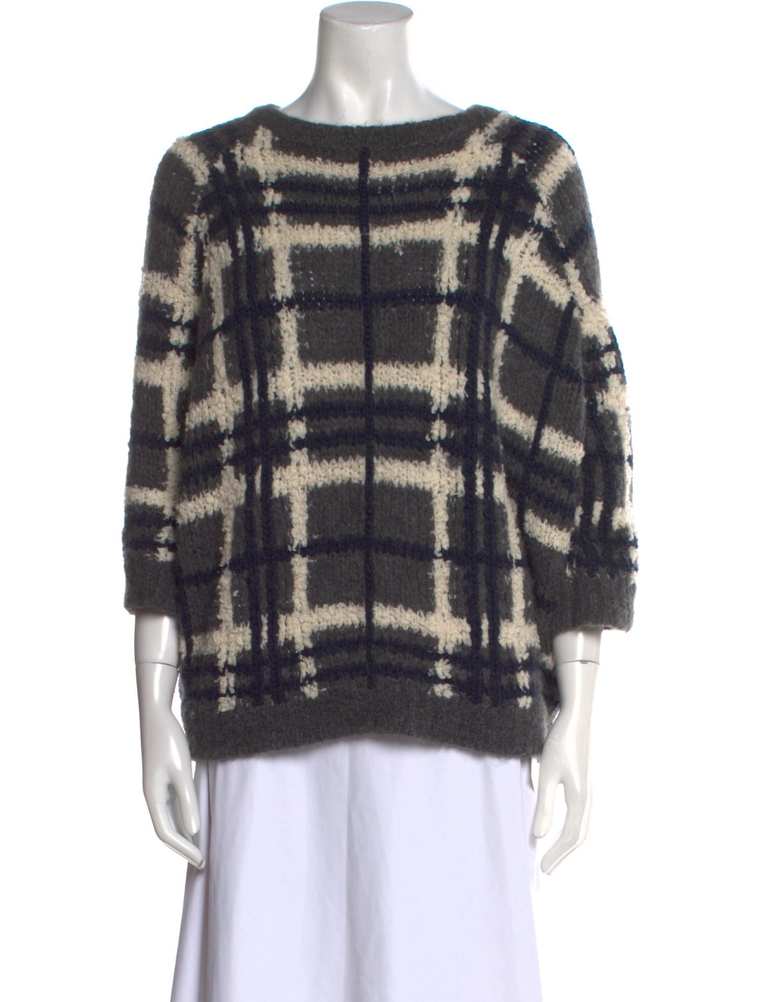 Brunello Cucinelli Alpaca Plaid Print Sweater