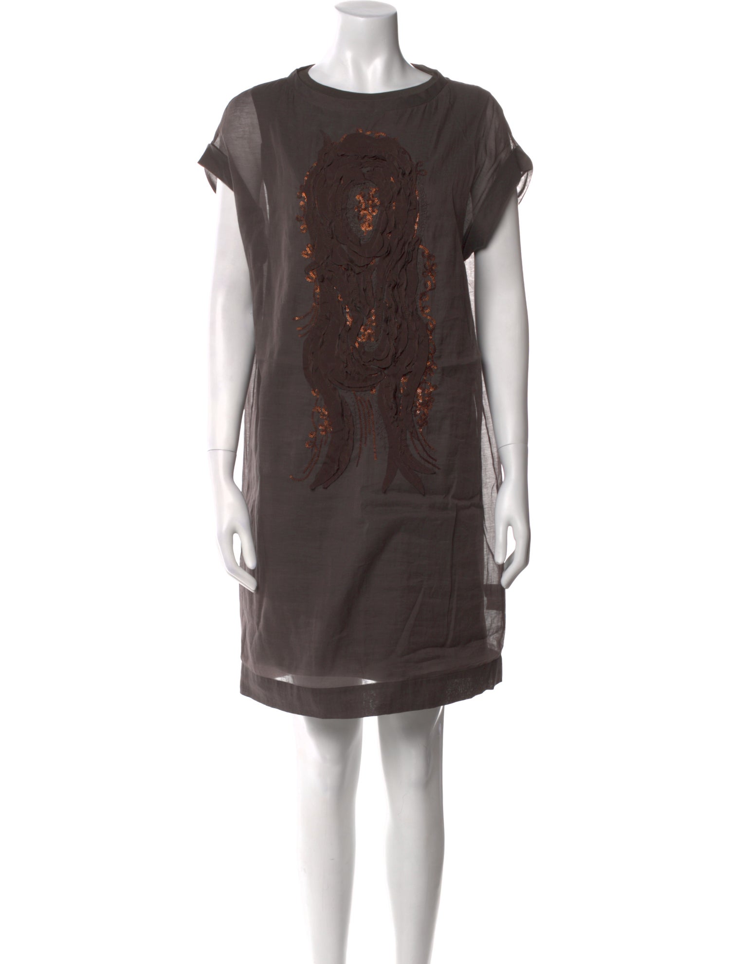 Brunello Cucinelli Bateau Neckline Knee-Length Dress