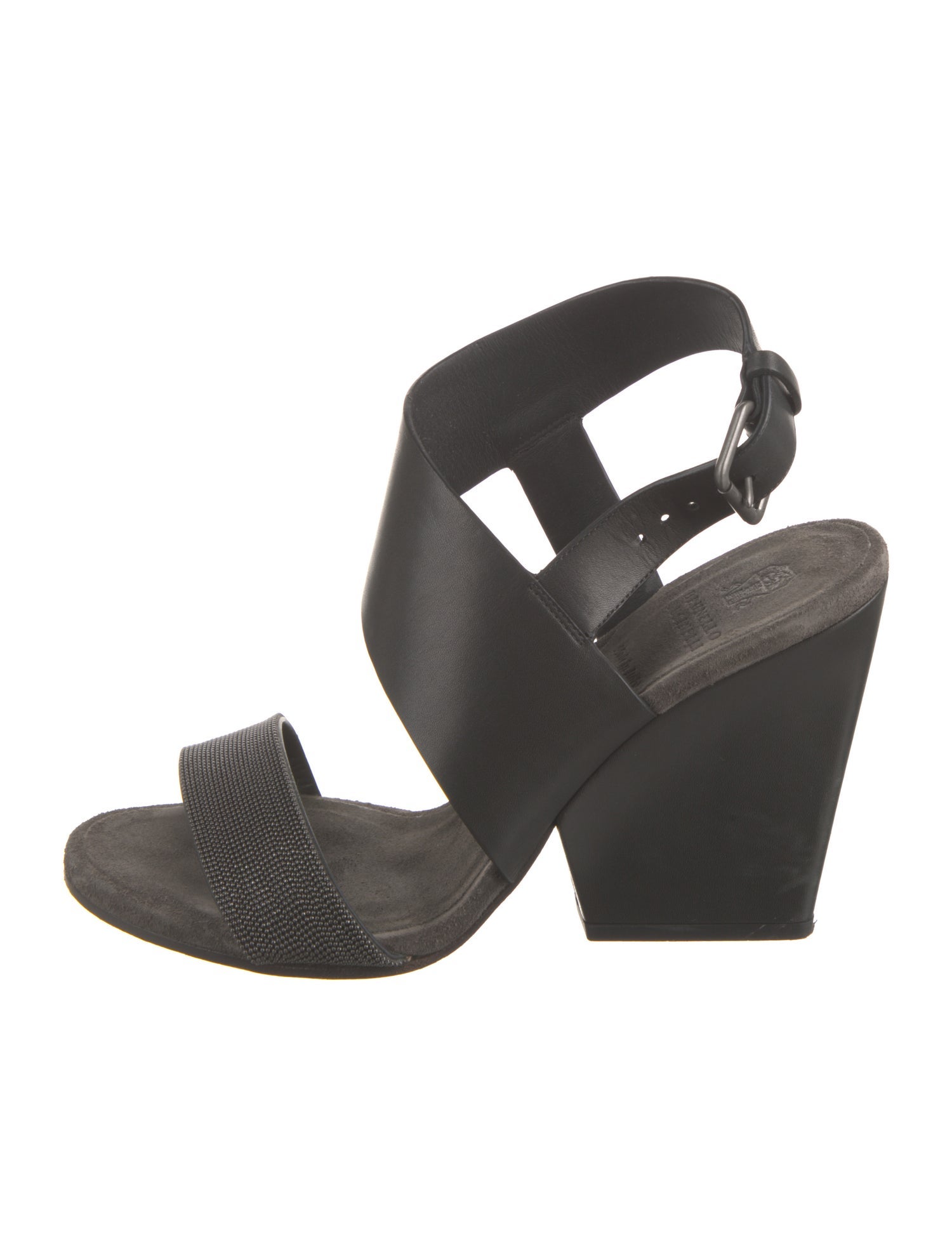 Brunello Cucinelli Monili Leather Slingback Sandals