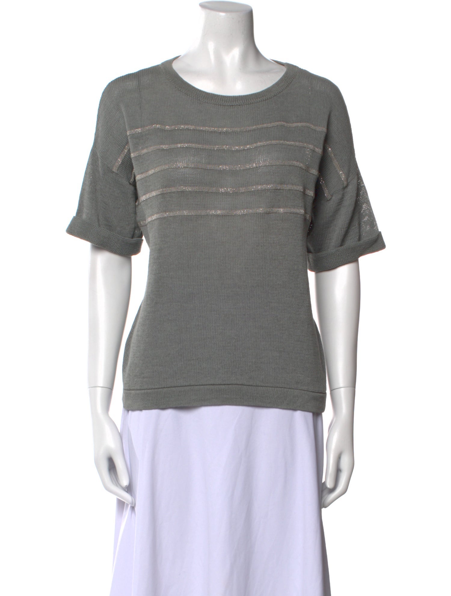 Brunello Cucinelli Striped Scoop Neck Sweater