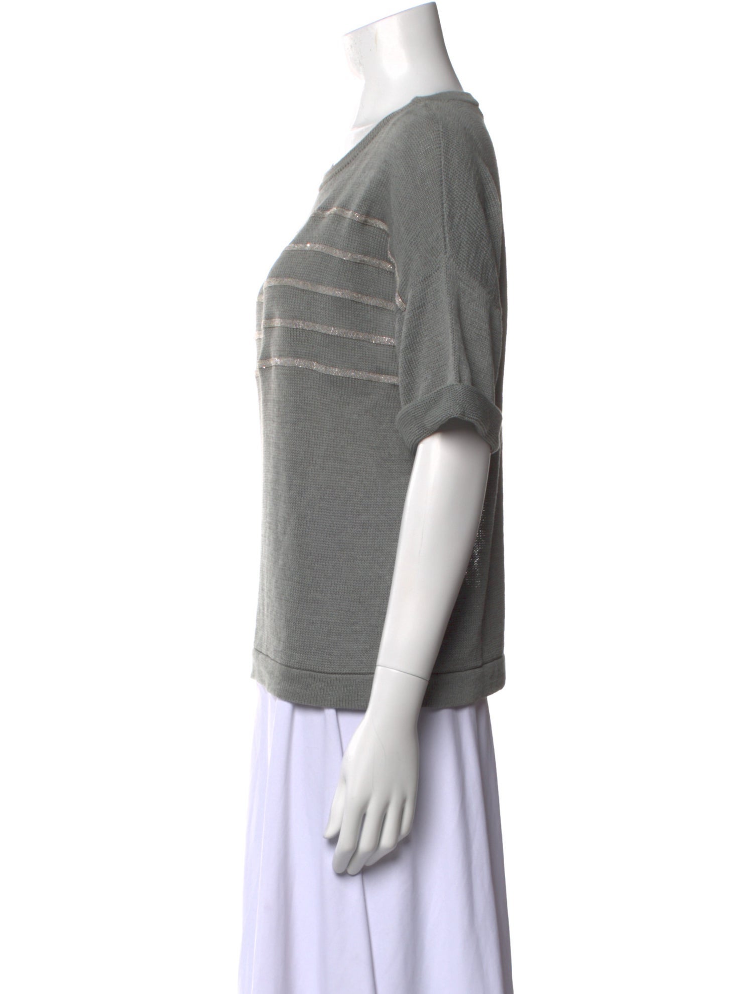 Brunello Cucinelli Striped Scoop Neck Sweater