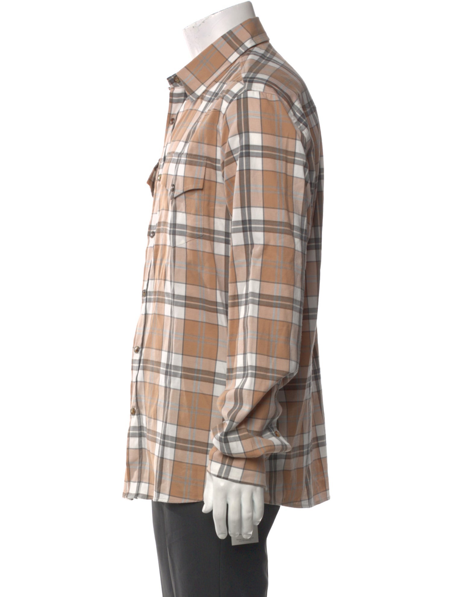 Brunello Cucinelli Plaid Print Long Sleeve Shirt