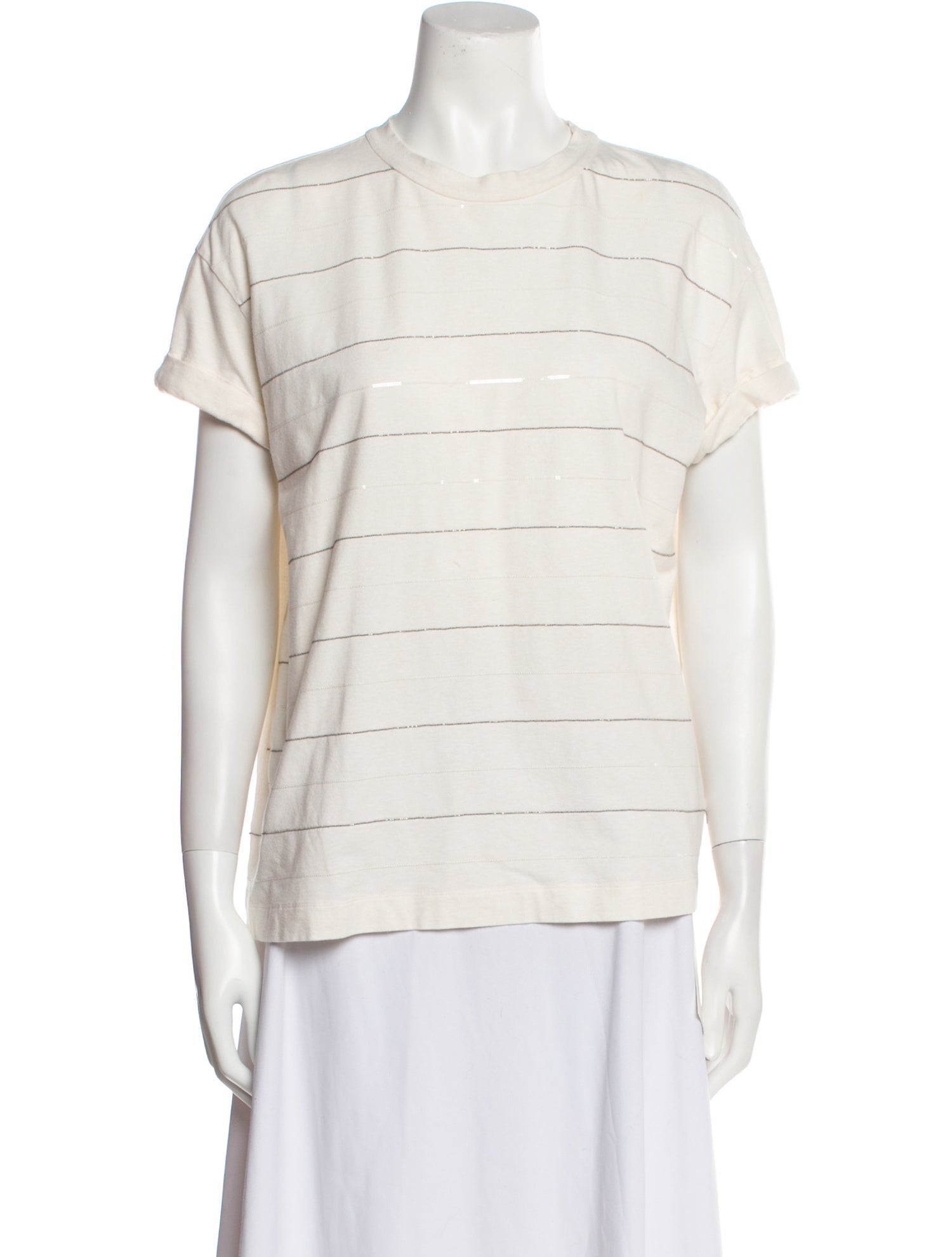 Brunello Cucinelli Striped Crew Neck T-Shirt