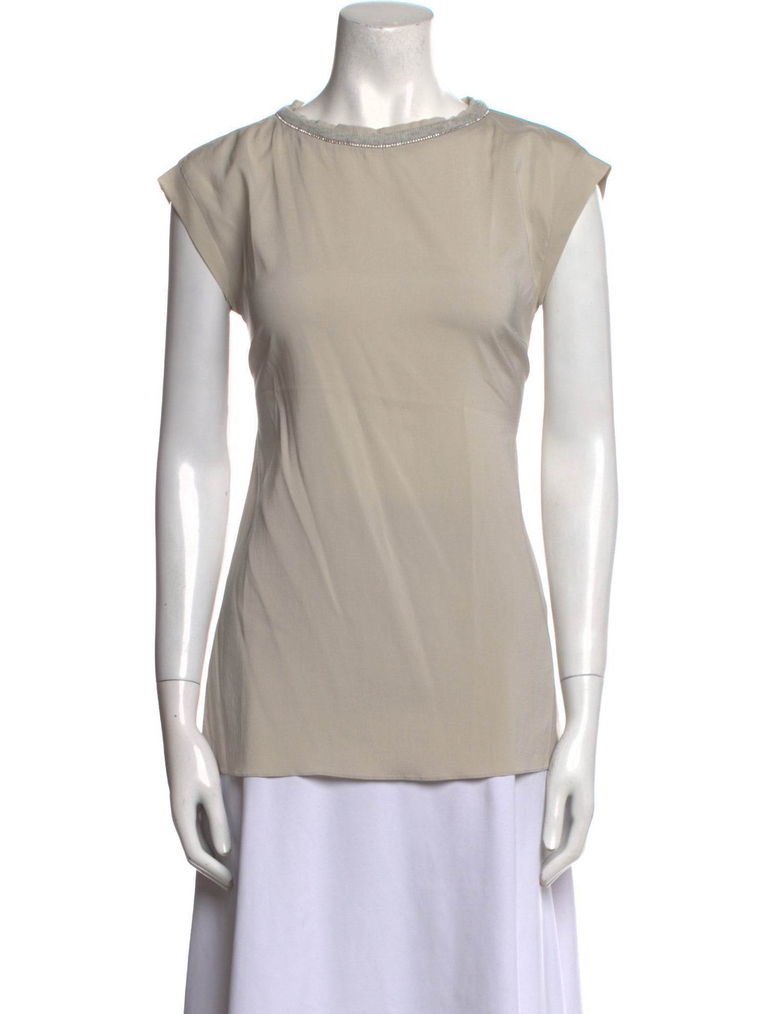 Brunello Cucinelli Silk Bateau Neckline Top