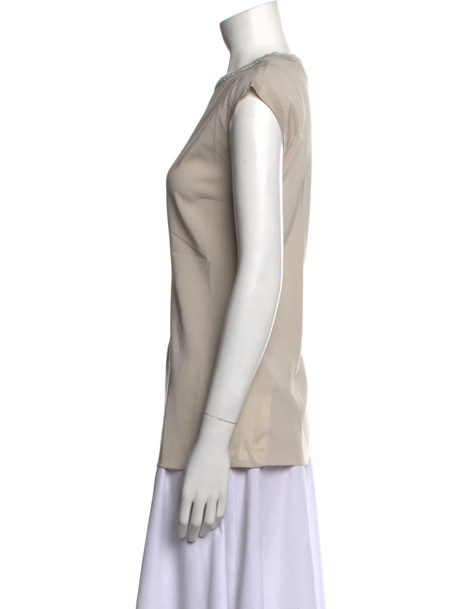 Brunello Cucinelli Silk Bateau Neckline Top