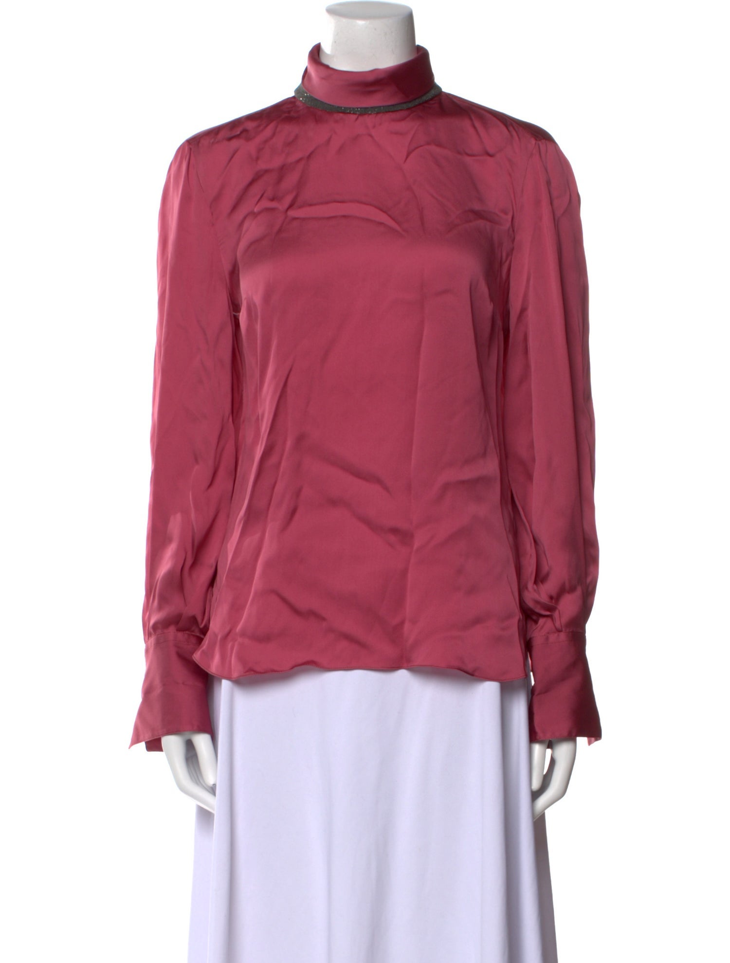 Brunello Cucinelli Silk Mock Neck Blouse