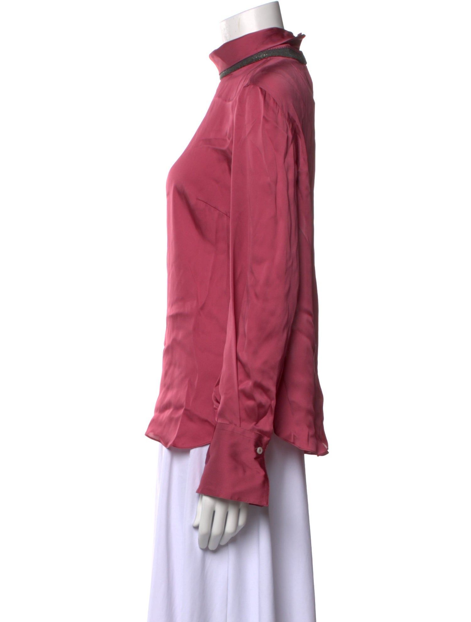 Brunello Cucinelli Silk Mock Neck Blouse