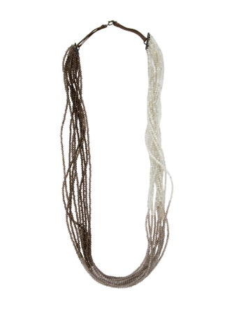 Brunello Cucinelli Beaded Leather Ombré Multi-Strand Necklace