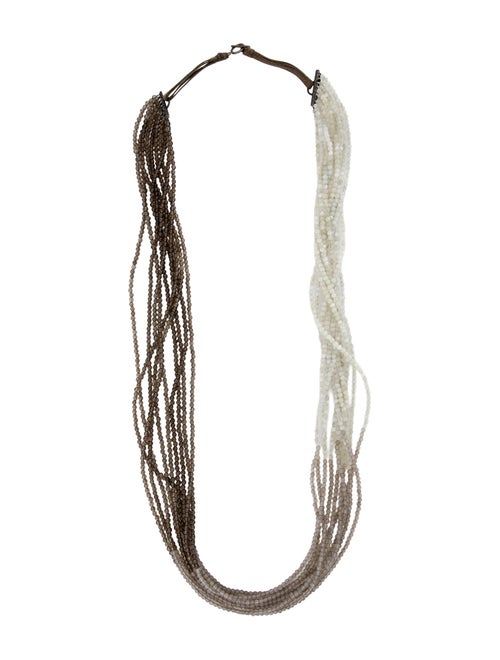 Brunello Cucinelli Beaded Leather Ombré Multi-Strand Necklace