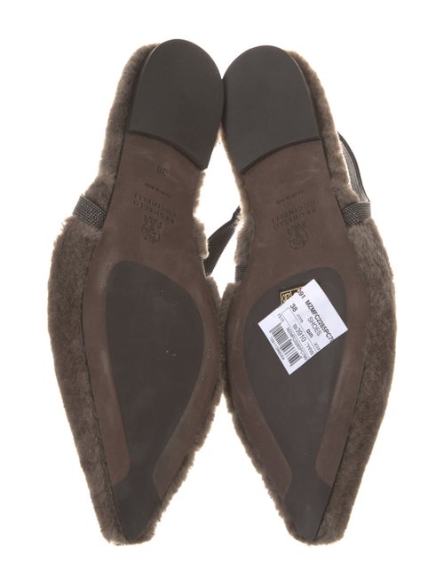 Brunello Cucinelli Monili Shearling Slingback Flats