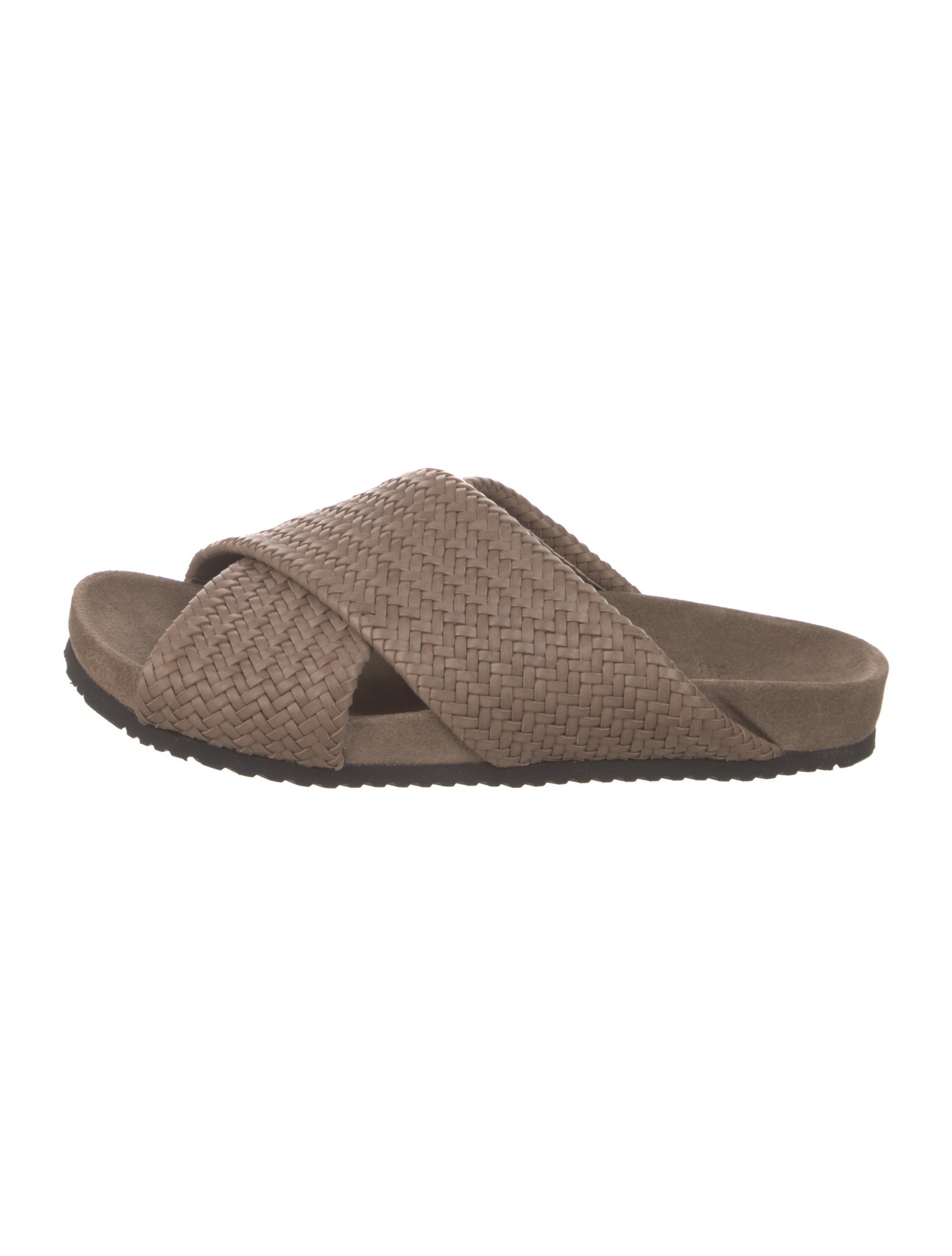 Brunello Cucinelli Leather Braided Accents Slides