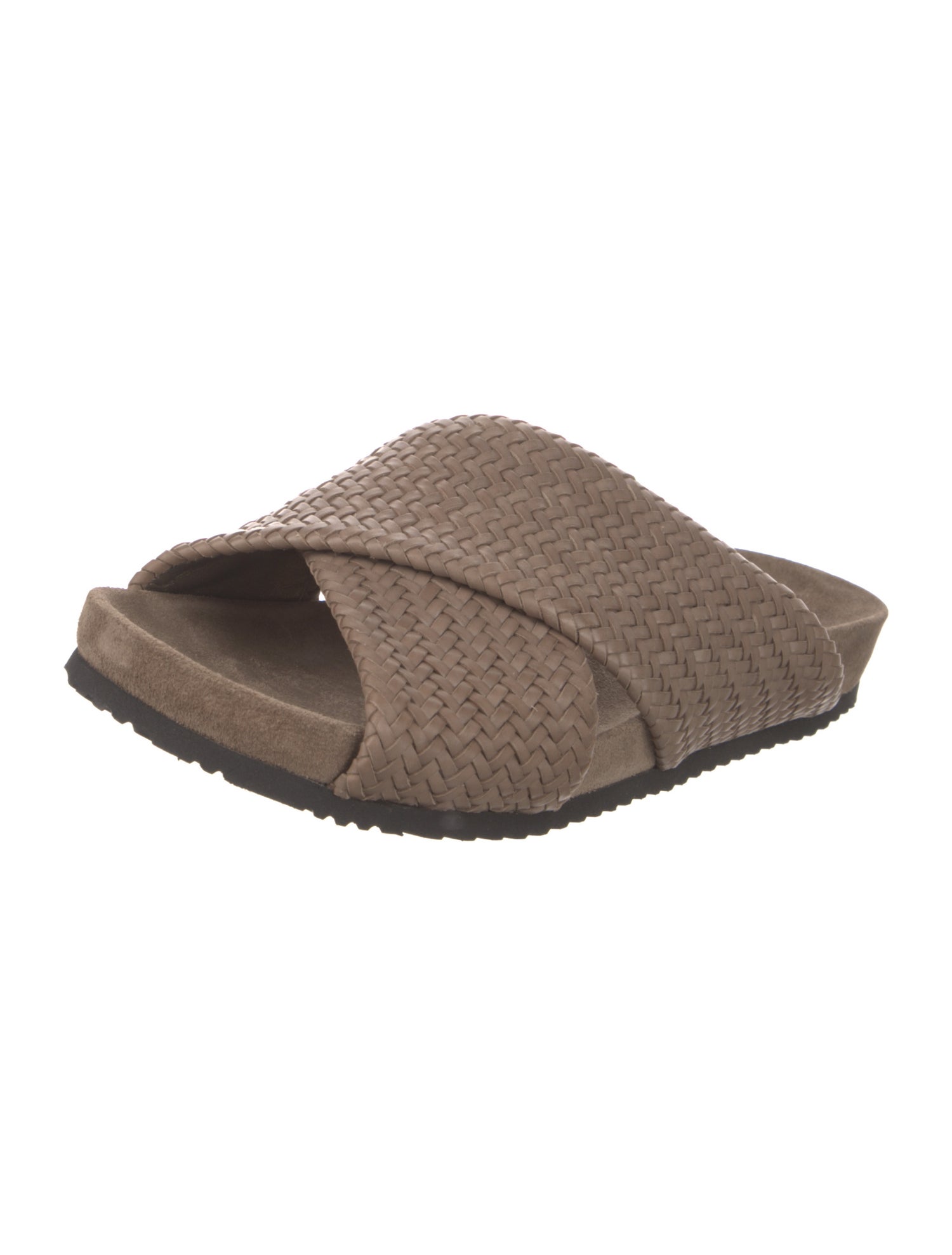Brunello Cucinelli Leather Braided Accents Slides