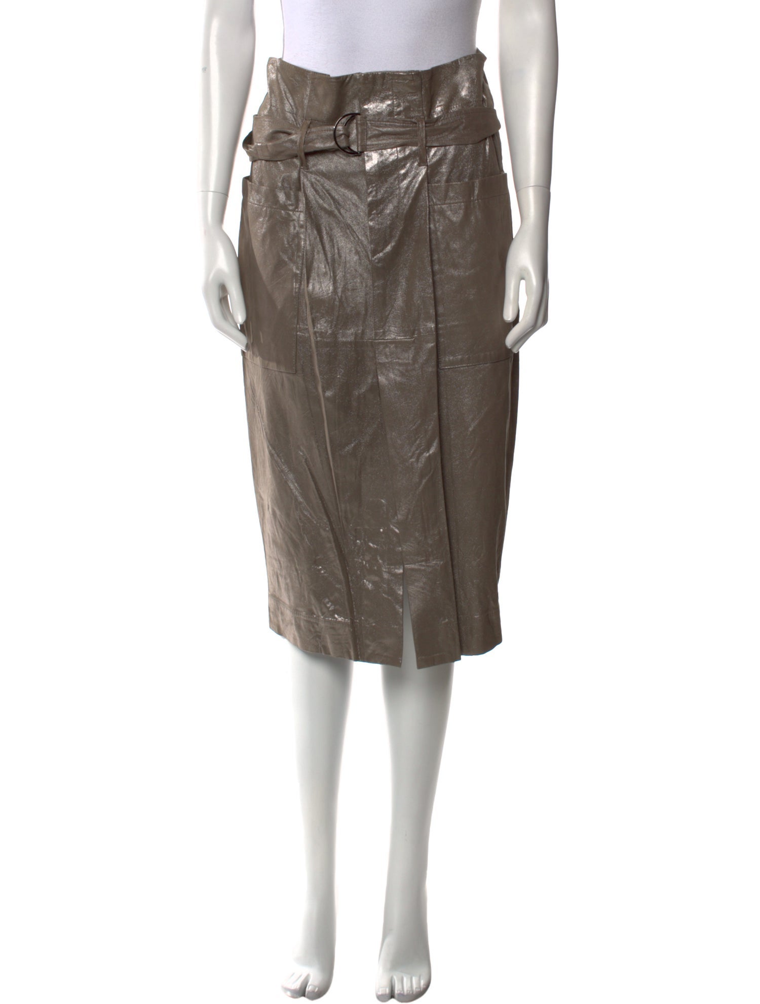 Brunello Cucinelli Leather Midi Length Skirt