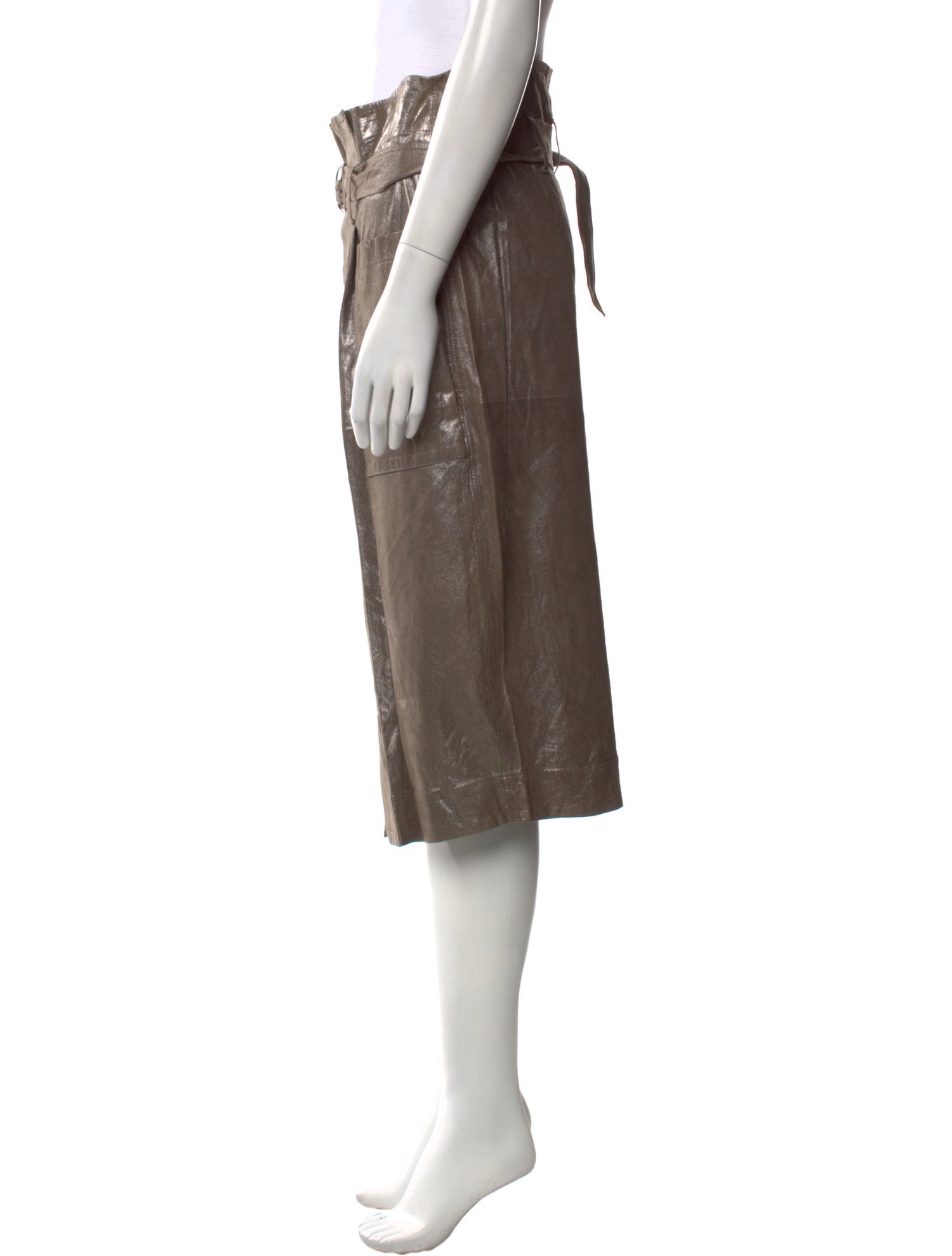 Brunello Cucinelli Leather Midi Length Skirt