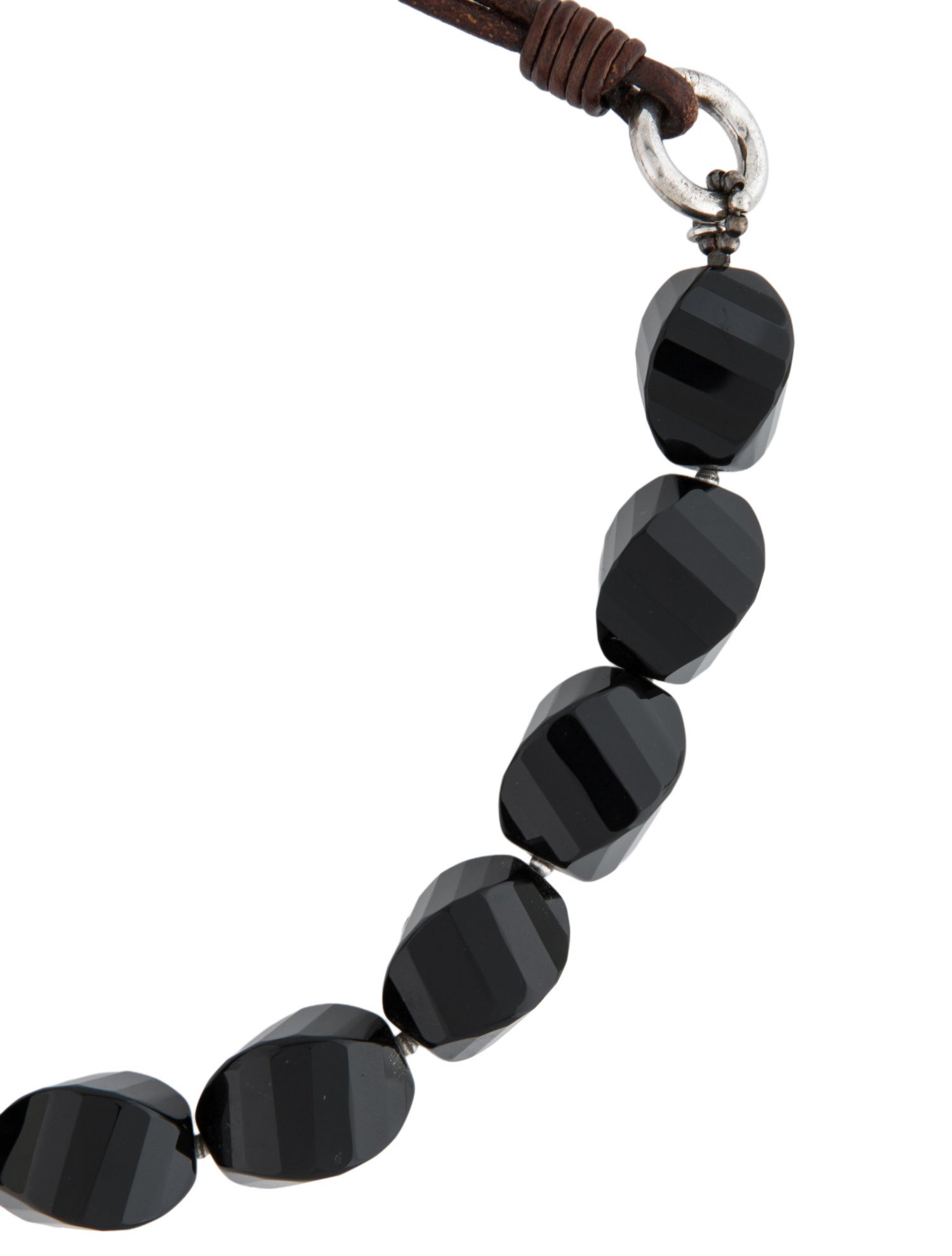 Brunello Cucinelli Leather & Black Stone Necklace
