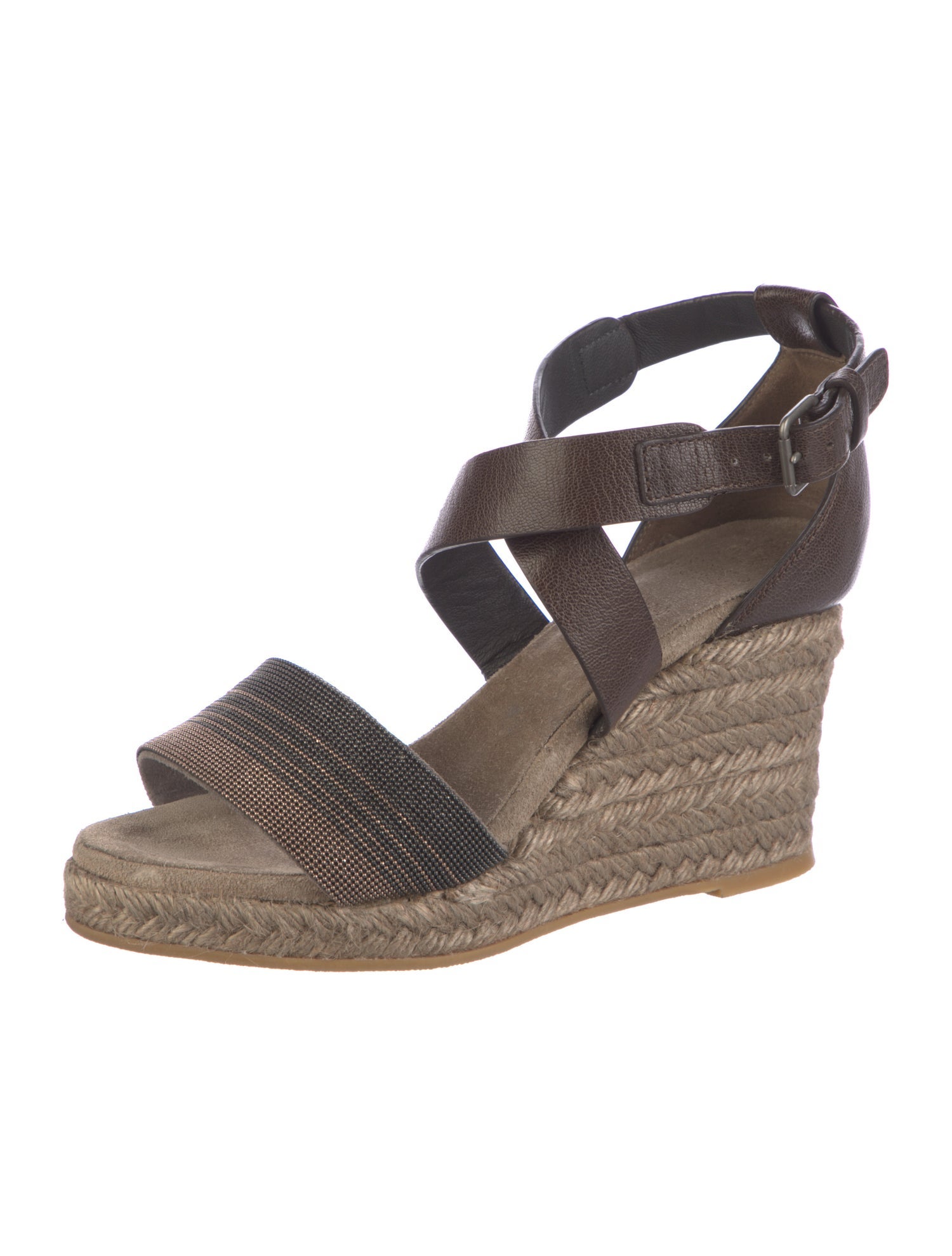 Brunello Cucinelli Monili Leather Espadrilles