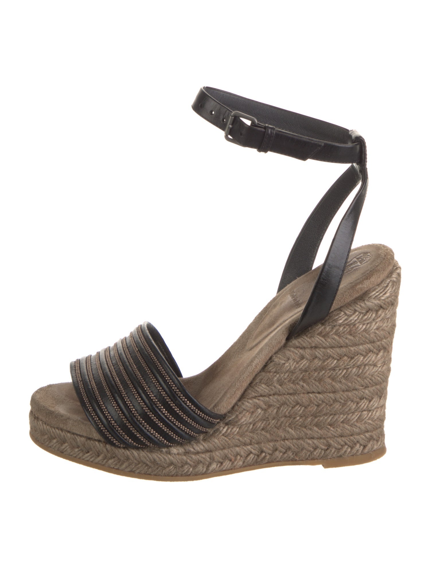 Brunello Cucinelli Monili Leather Espadrilles