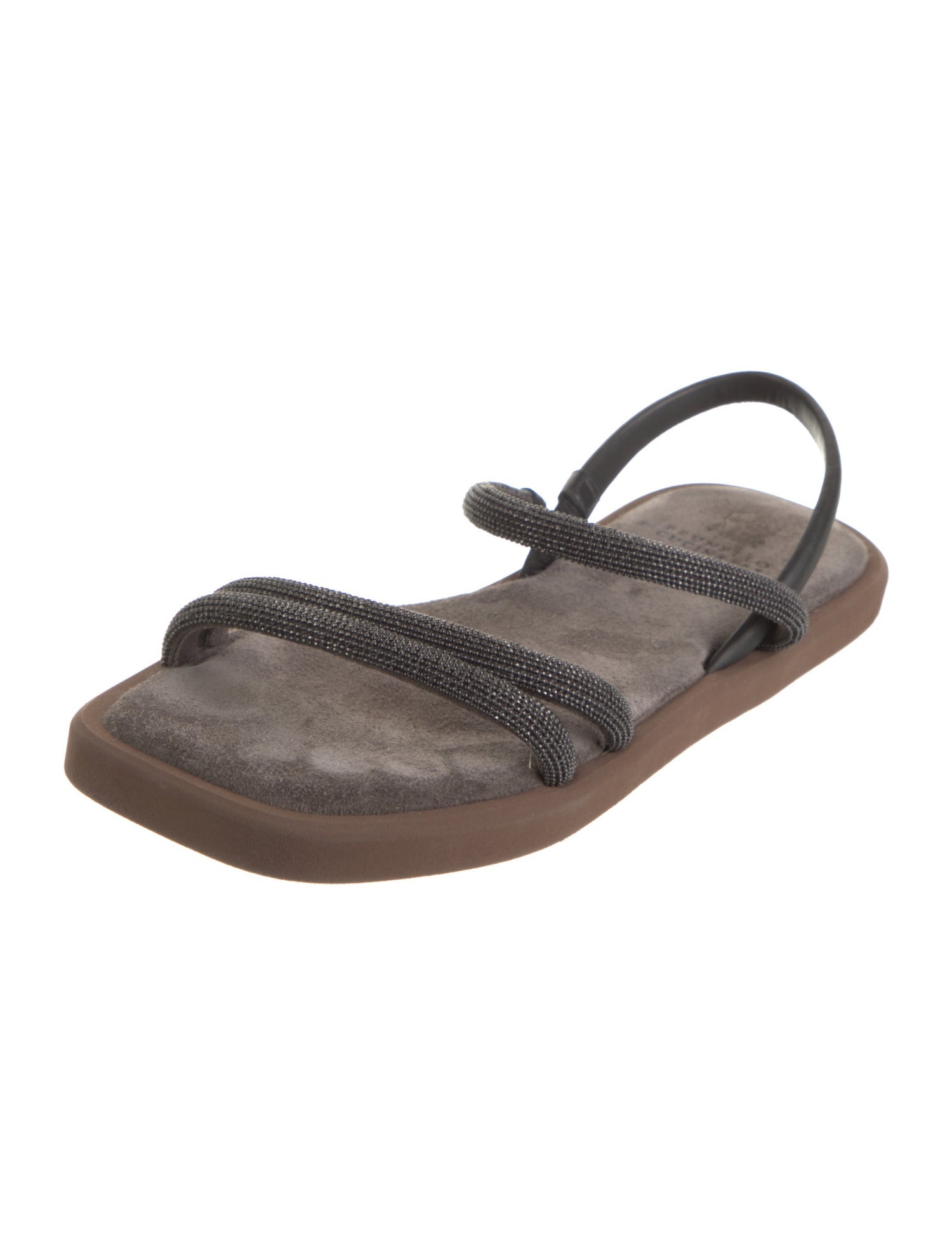 Brunello Cucinelli Monili Suede Slingback Sandals