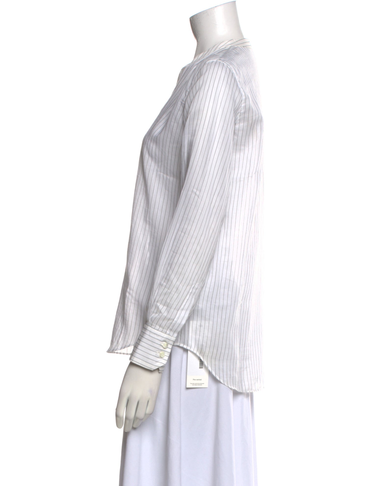 Brunello Cucinelli Striped Long Sleeve Button-Up Top w/ Tags