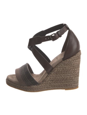Brunello Cucinelli Monili Leather Espadrilles