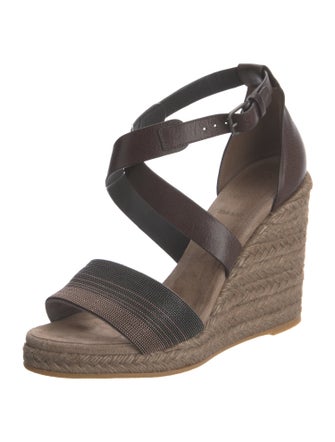 Brunello Cucinelli Monili Leather Espadrilles