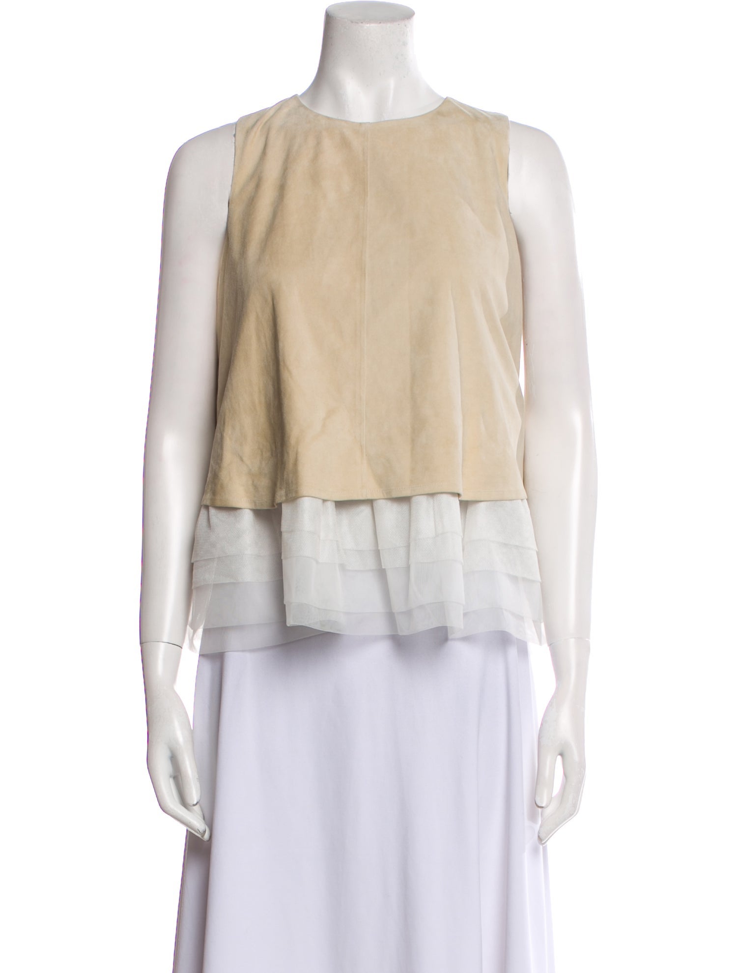 Brunello Cucinelli Silk Crew Neck Crop Top