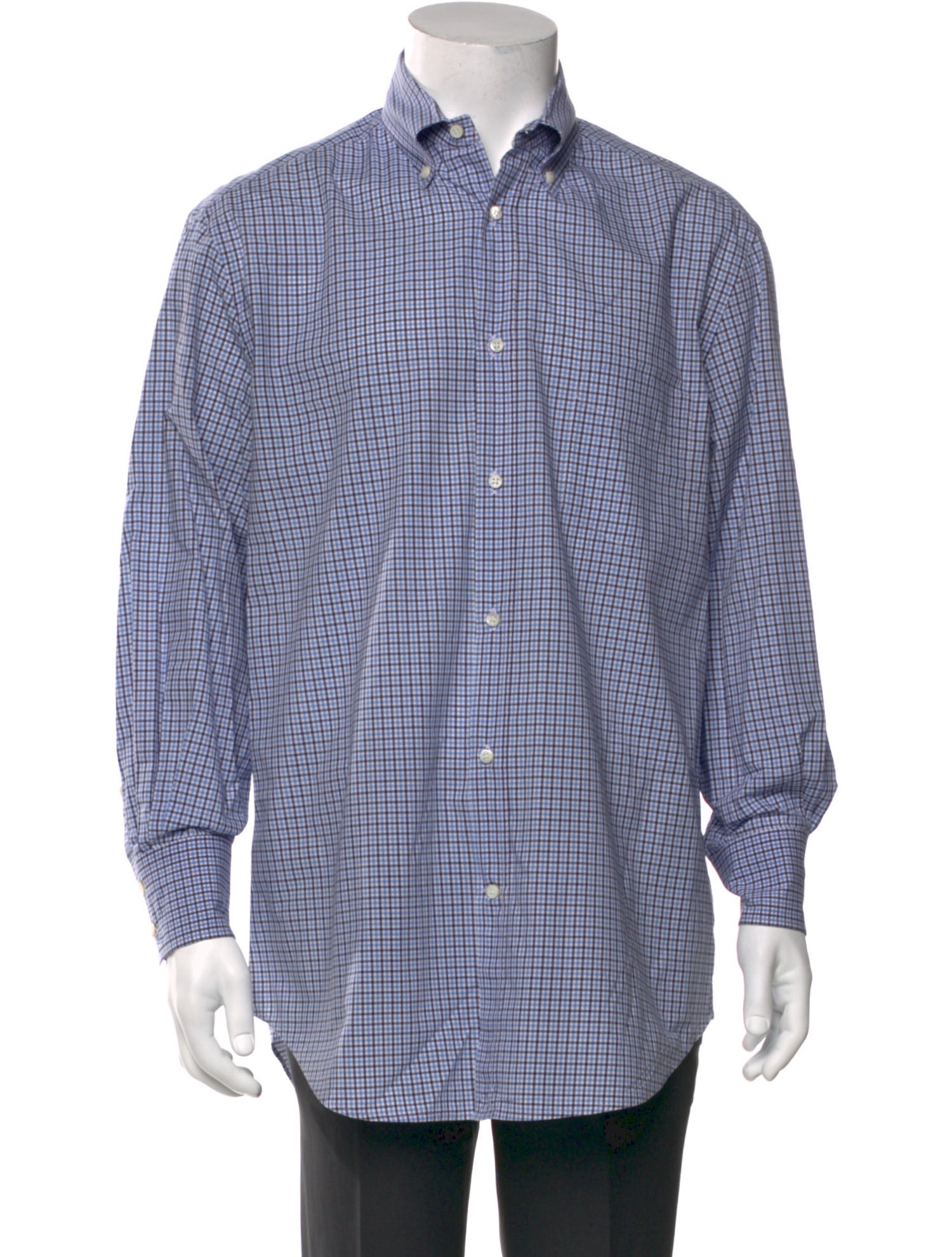 Brunello Cucinelli Plaid Print Long Sleeve Dress Shirt