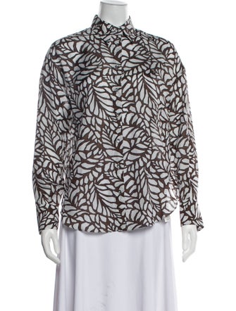 Brunello Cucinelli Silk Printed Button-Up Top