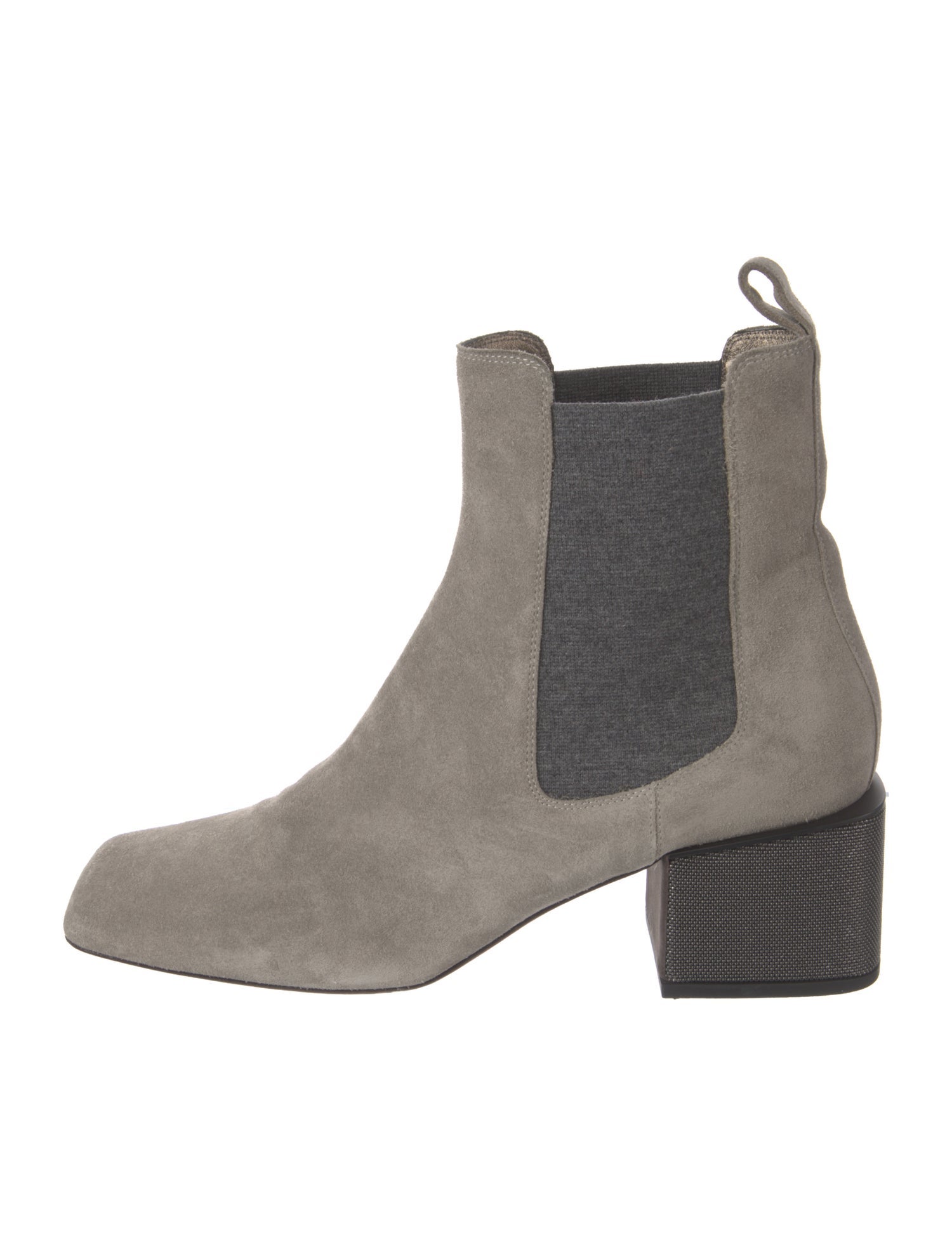Brunello Cucinelli Suede Colorblock Pattern Chelsea Boots