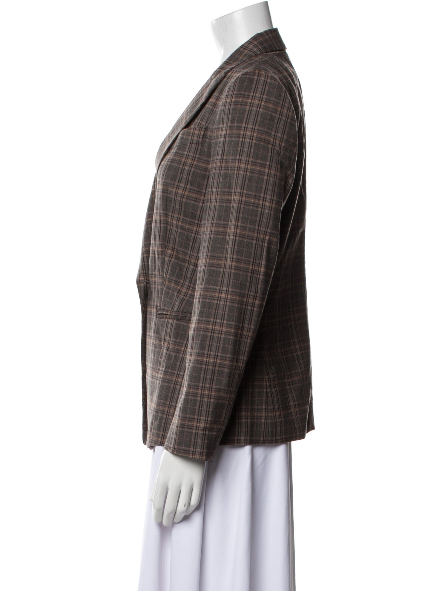 Brunello Cucinelli Virgin Wool Plaid Print Blazer